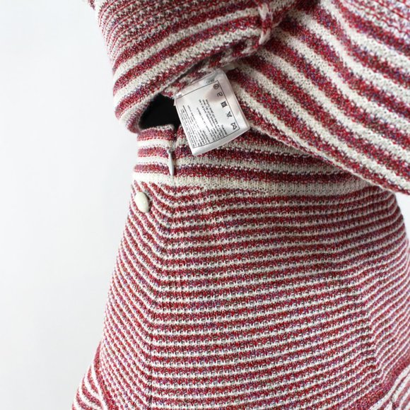 Chanel Red White Striped Knit Boxy Sweater Mini Skirt 36 Matching Outfit S NEW - Picture 7 of 9